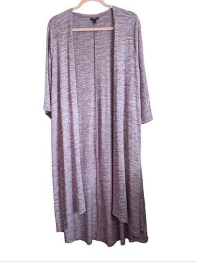 2X • Torrid • Open Front Dusty Mauve Space Dye Heathered Knit Duster Cardigan